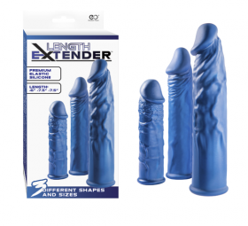 Length Extender 3'lü Silikon Penis Kilifi Seti - Mavi